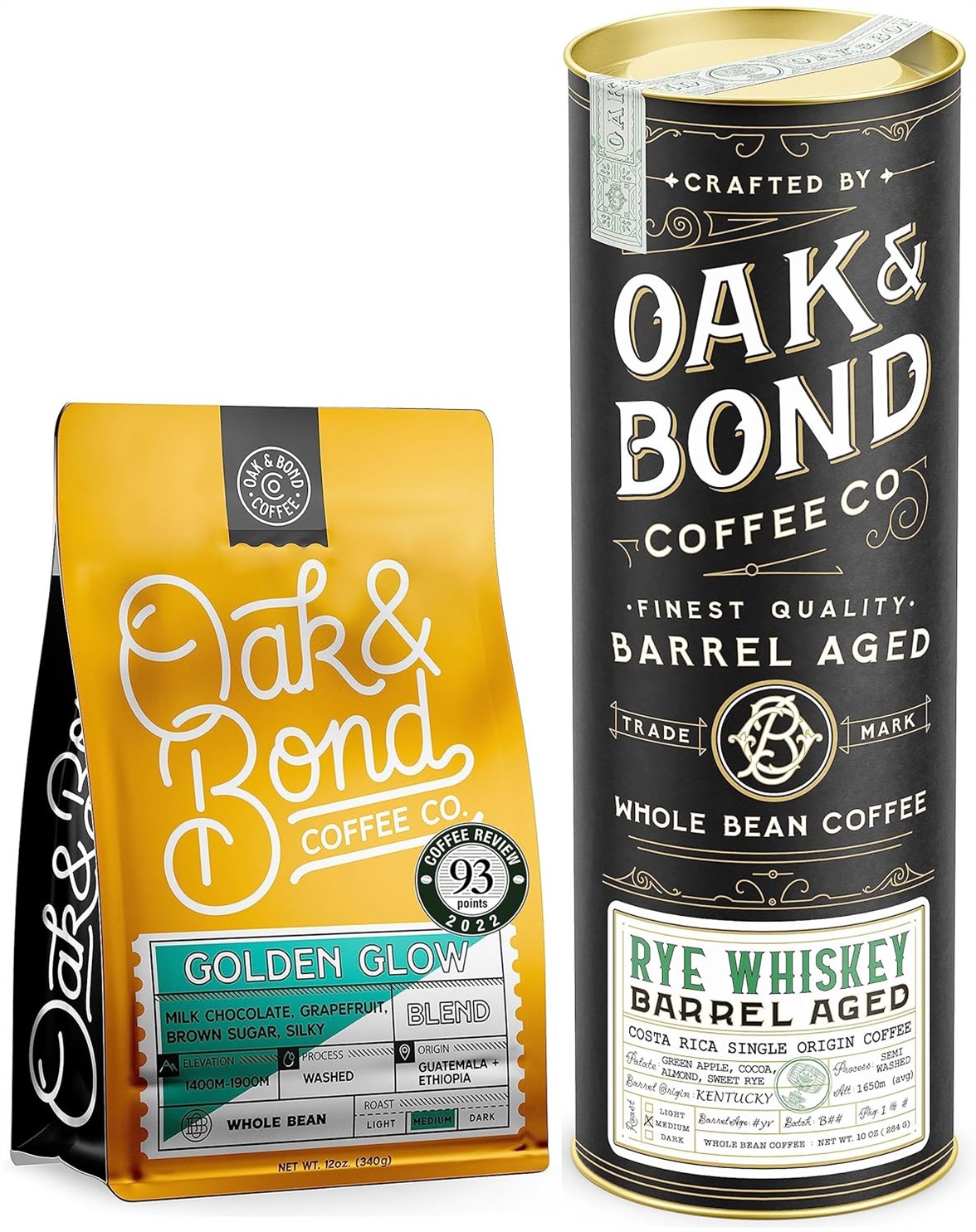 Oak & Bond Coffee Bundle: A Whiskey-Kissed Wake-Up Call (and a Golden Delight!)