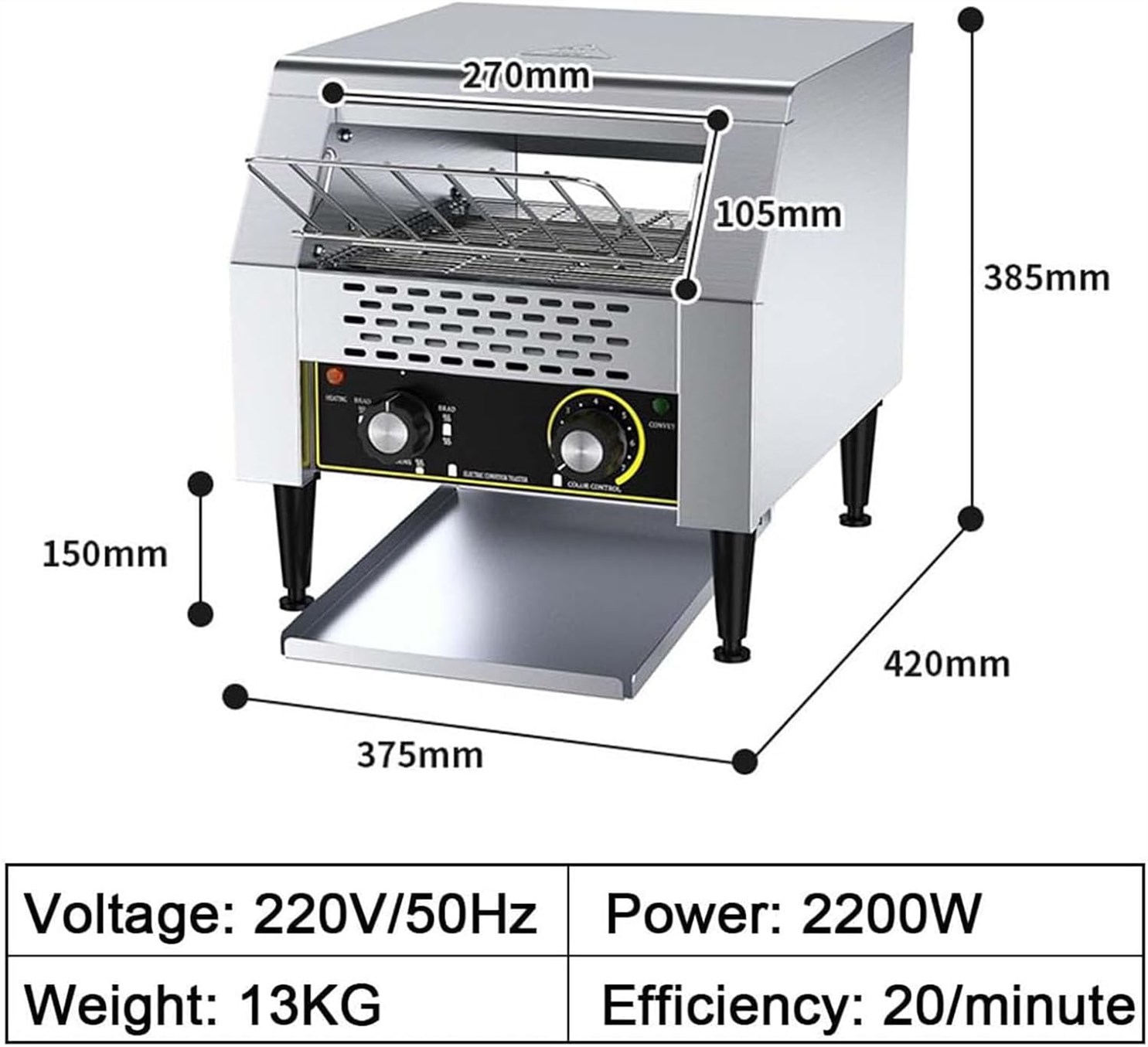 Commercial Stainless Steel Conveyor Toaster