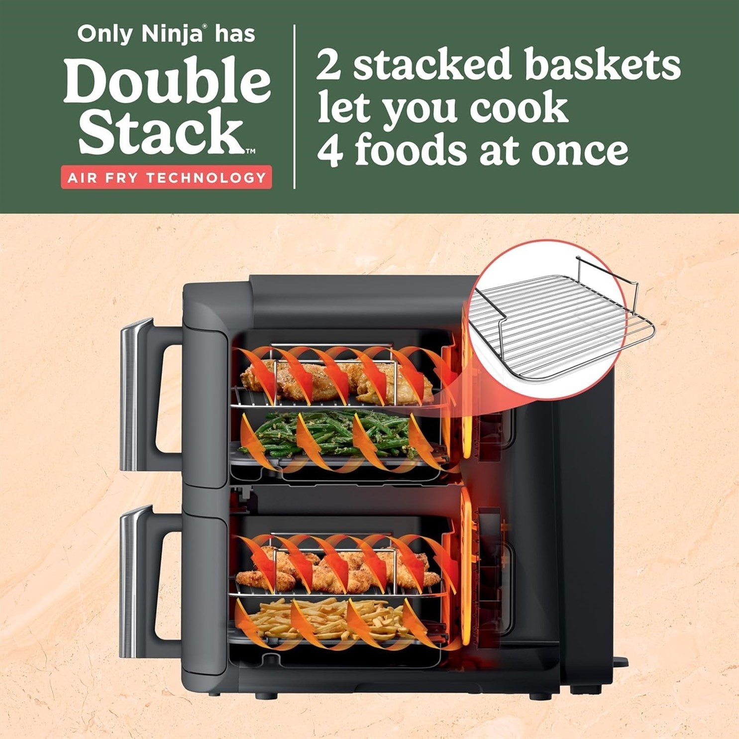 DoubleStack 2 Basket Space Saving Functions Family Sized