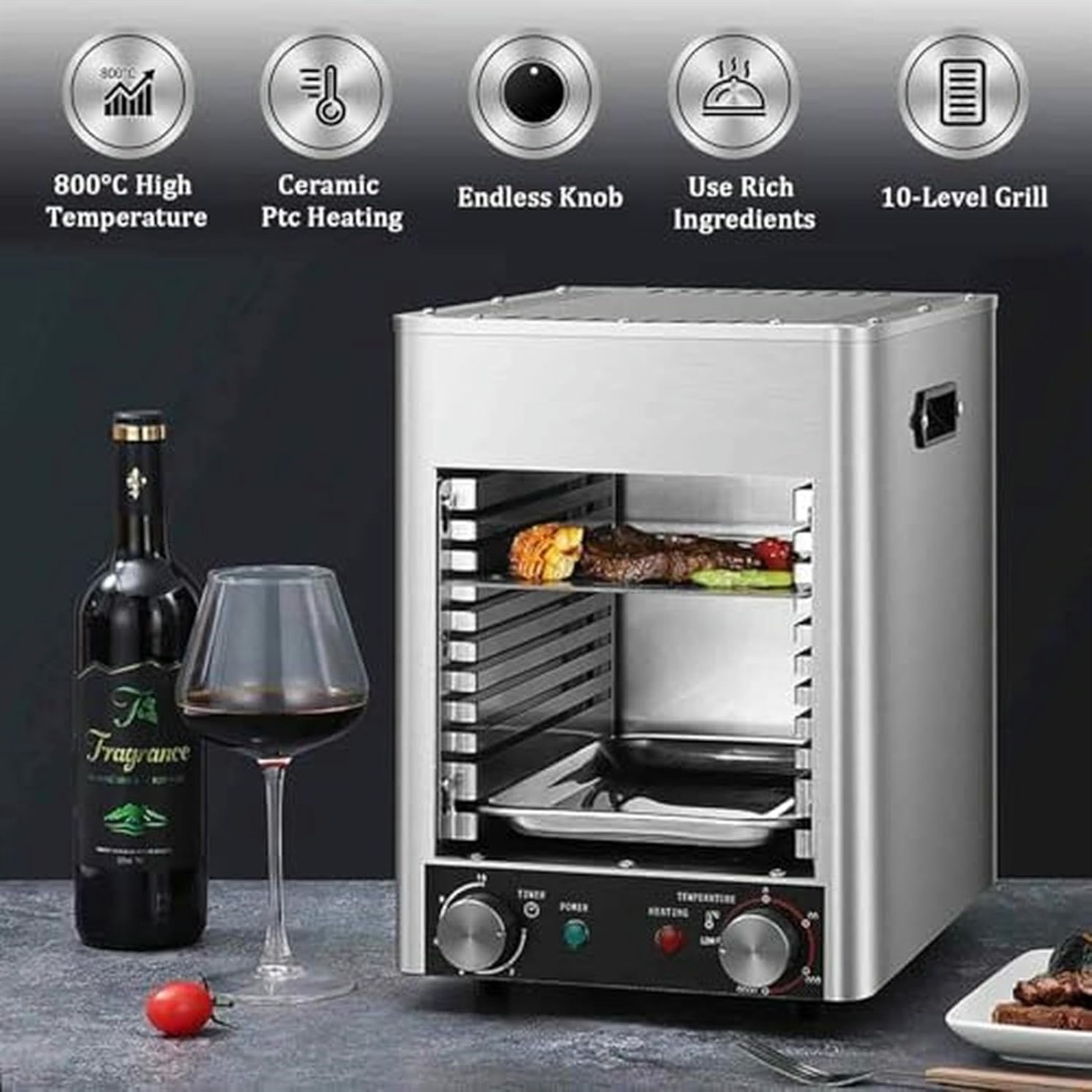 Electric Broiler Adjustable Temperature Grilling