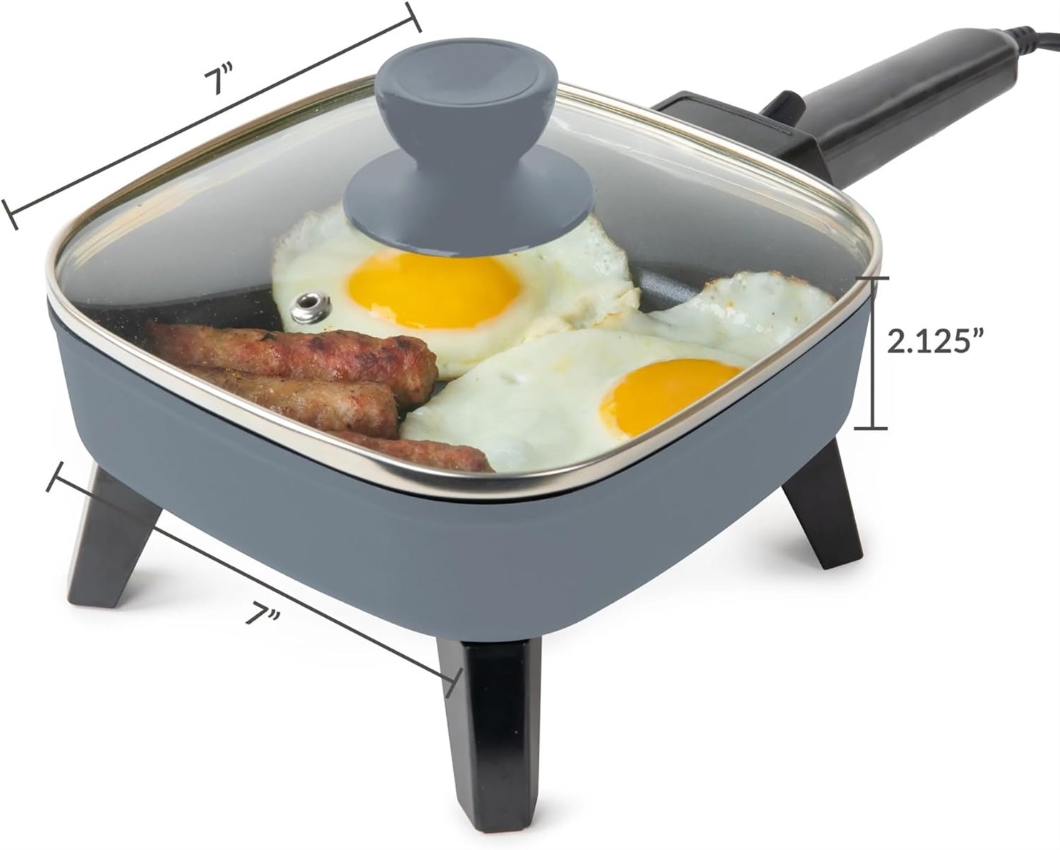 Electric Skillet 7 inch Gray