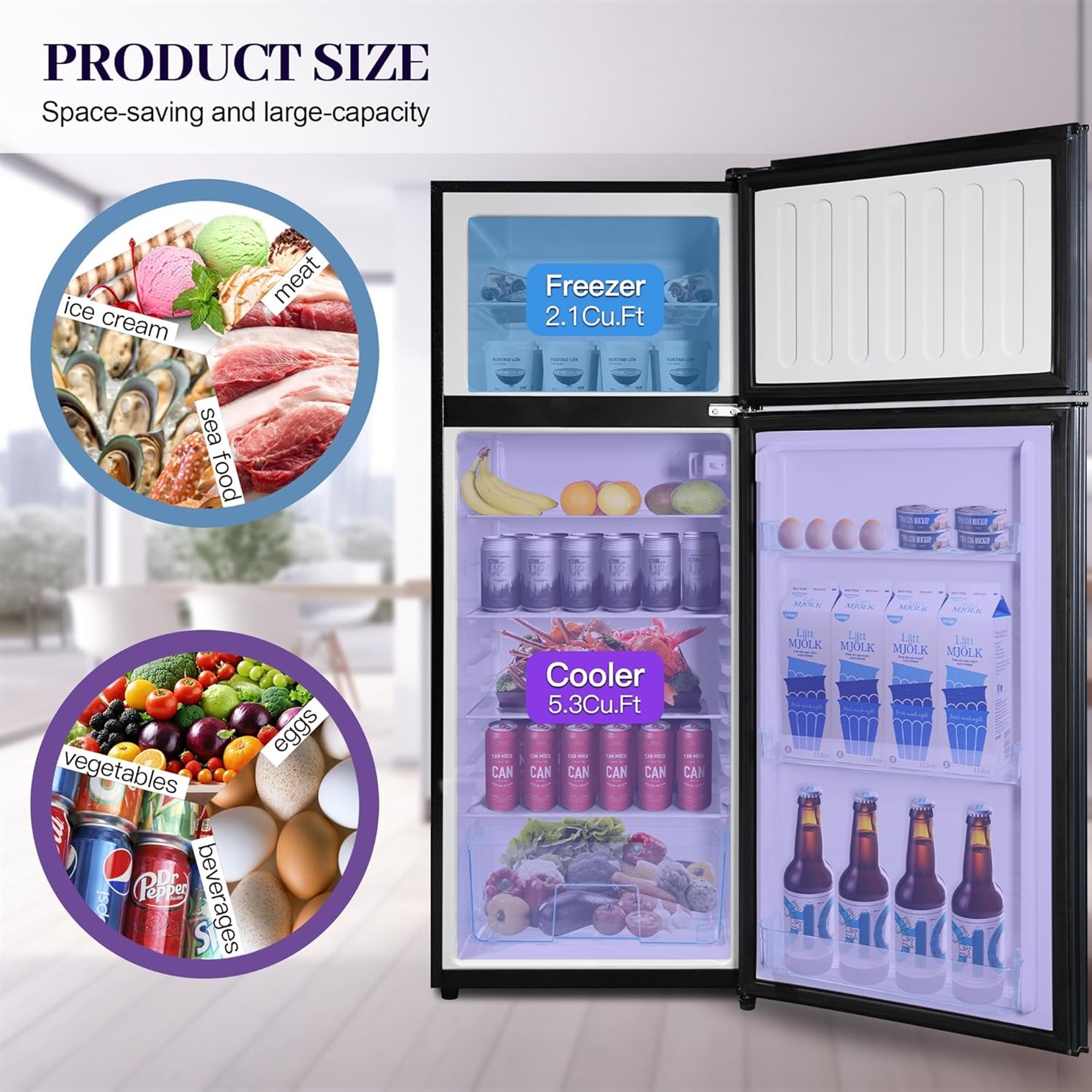FLS 210 BLUE Temperature Adjustable Refrigerator Apartment