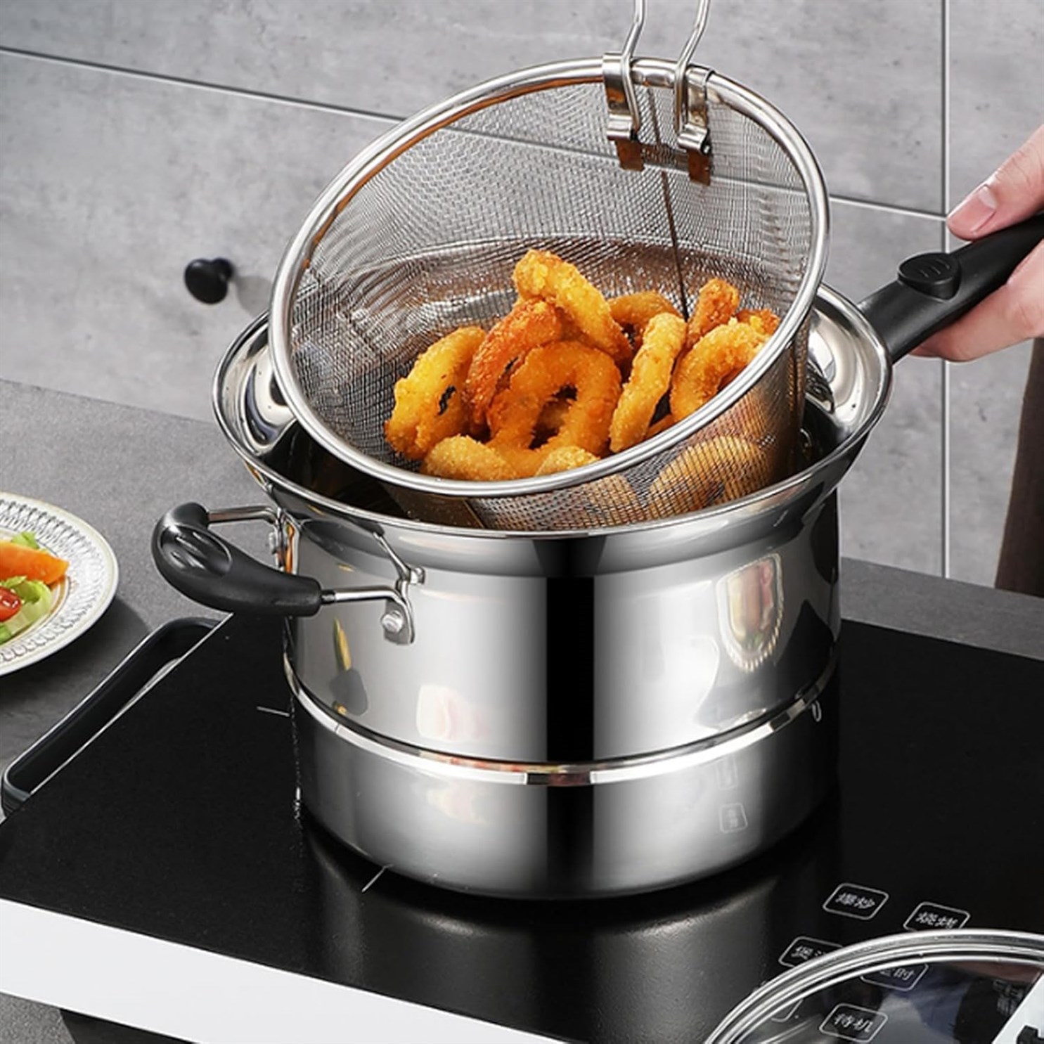 Frying Handle Polished Stainless Steaming