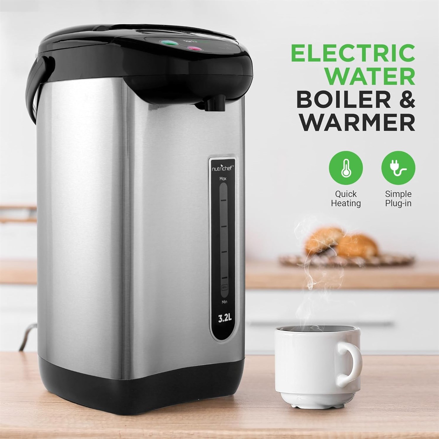 NutriChef Electric Kettle Stainless Coffee