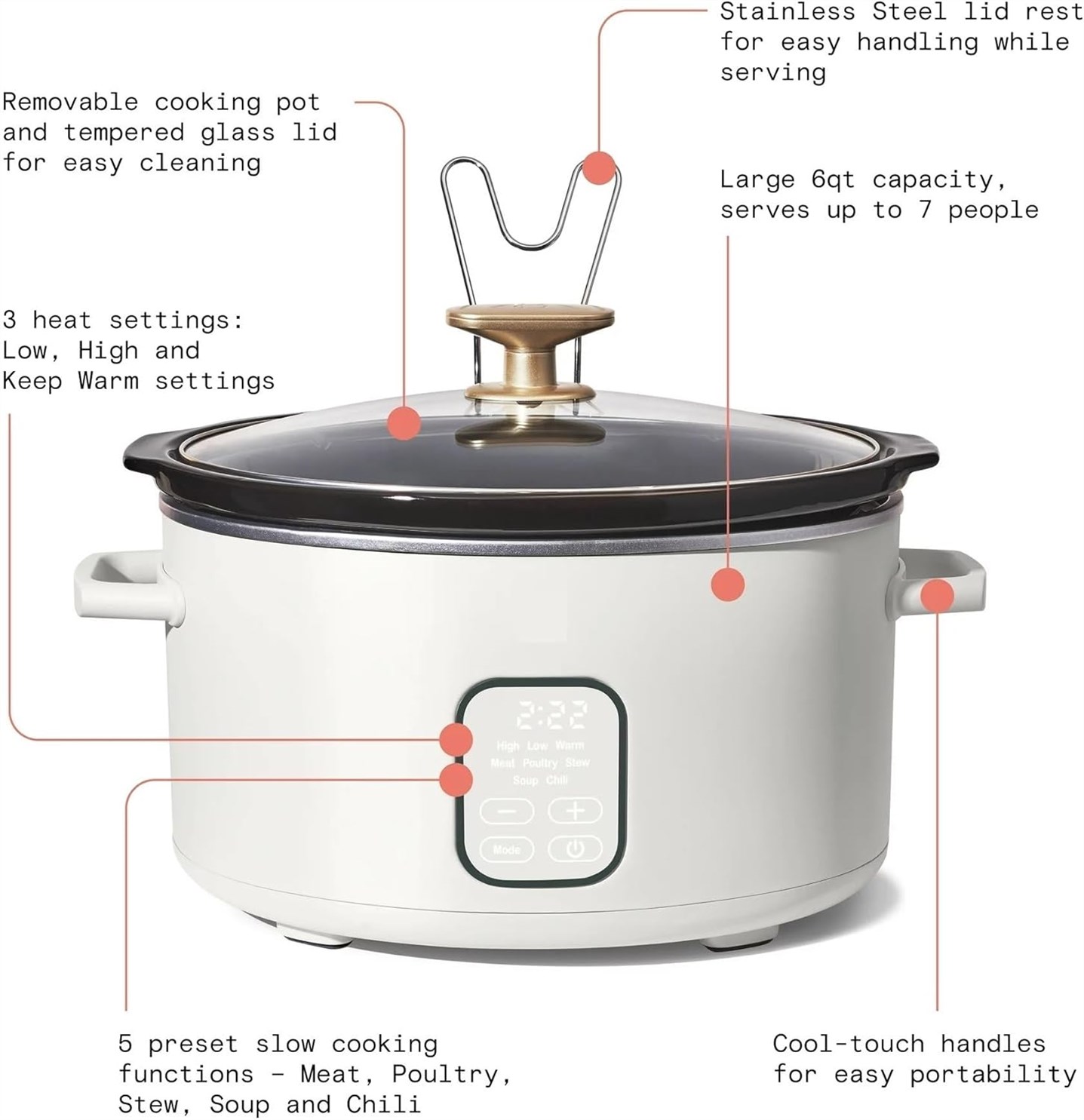 Quart Programmable Cooker White Barrymore