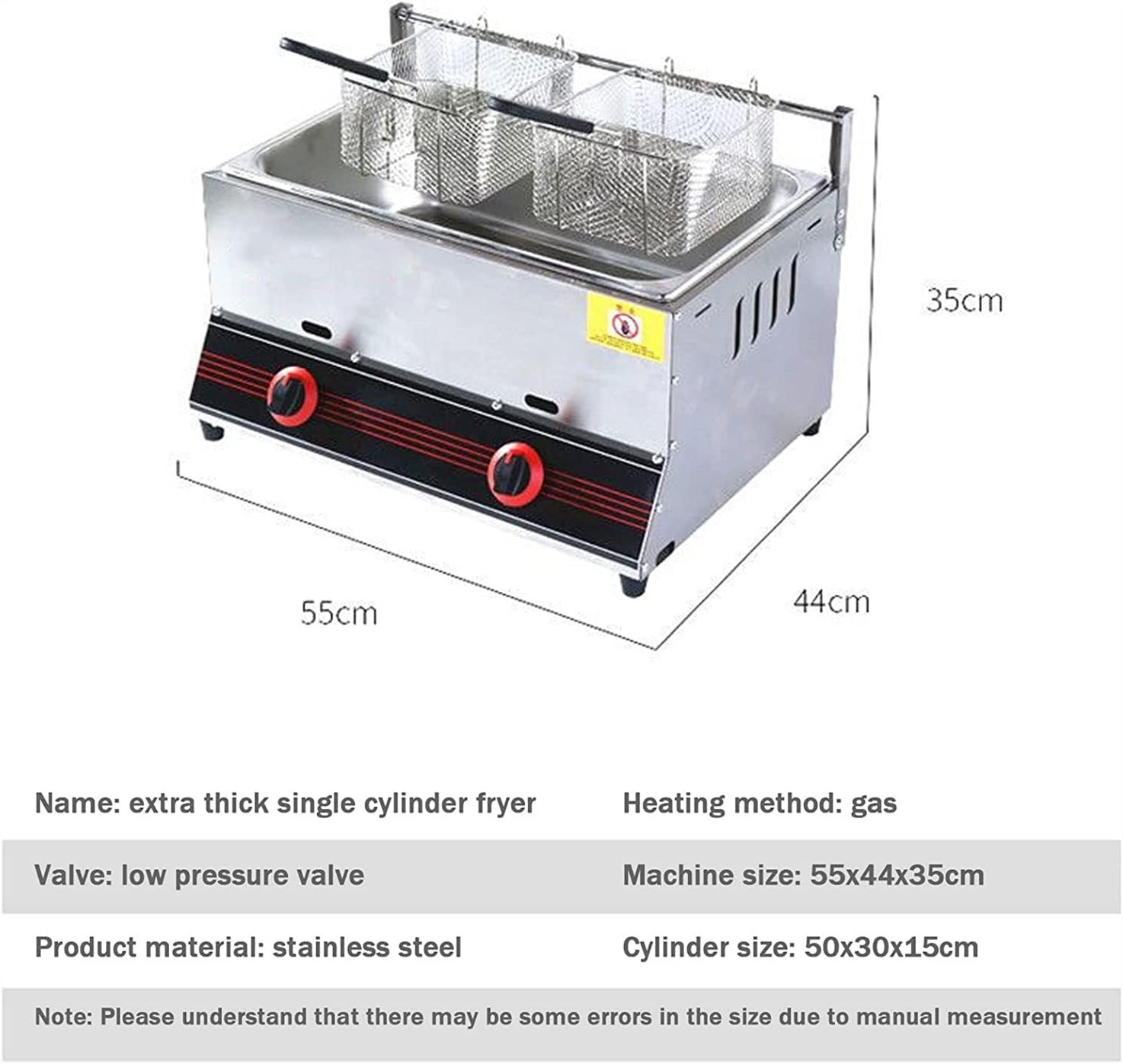 Stainless Steel Gas Fryer Freestanding