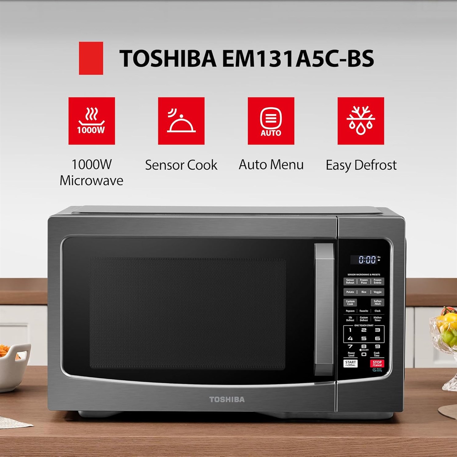 Toshiba EM131A5C BS Microwave Interior Stainless