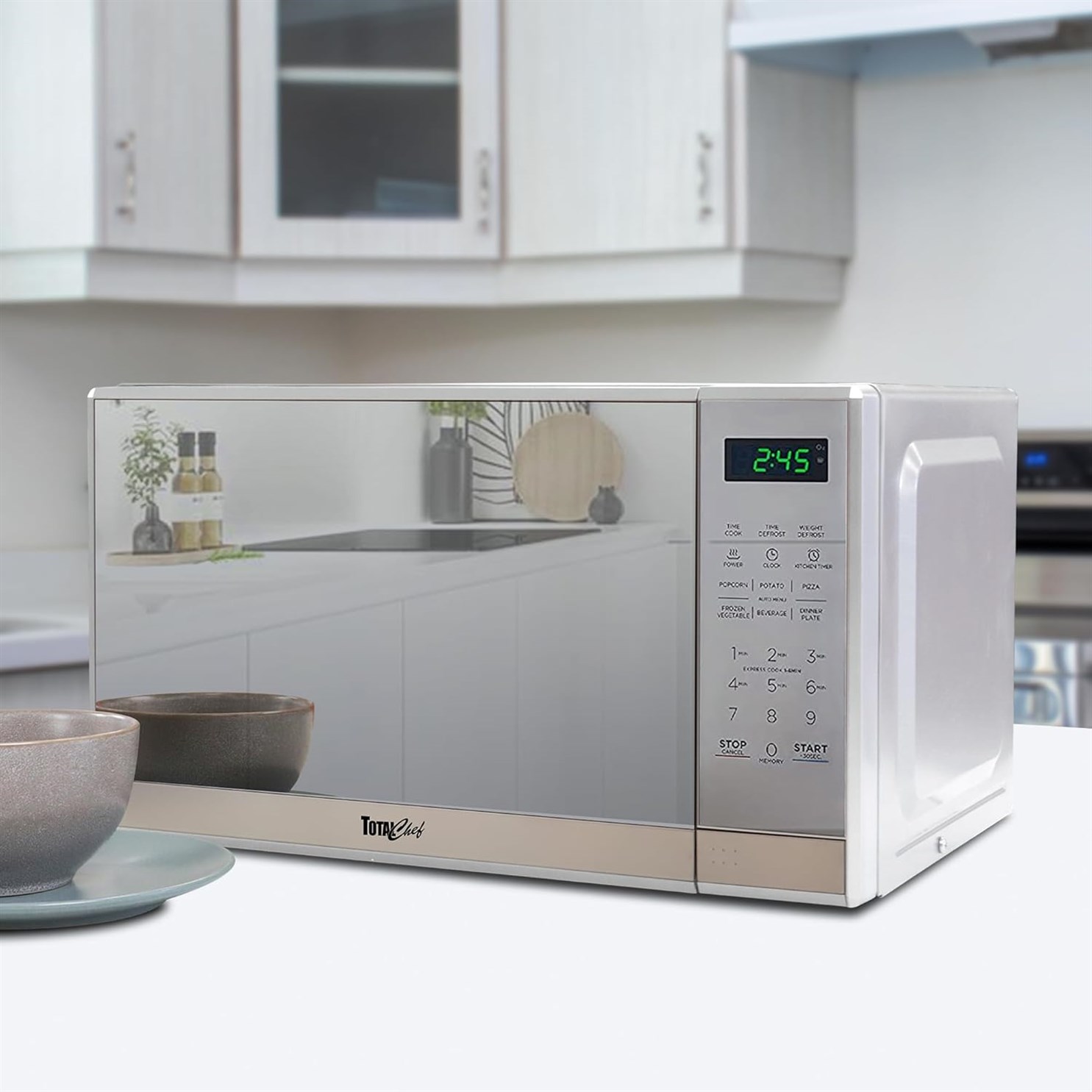 Total Chef Cu Ft Microwave Oven 700 Watt Stainless Steel Compact Microondas Smart Convection Countertop Kitchen Appliance With Digital Touch Use Pre Set Style Easy To Use Spacemaker Horno