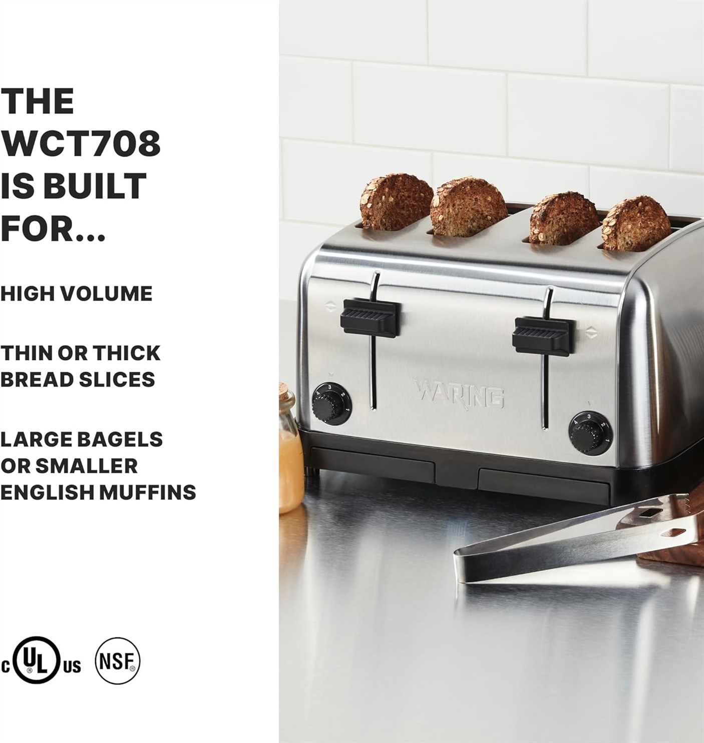 Waring WCT708 Four Compartment Pop Up Toaster